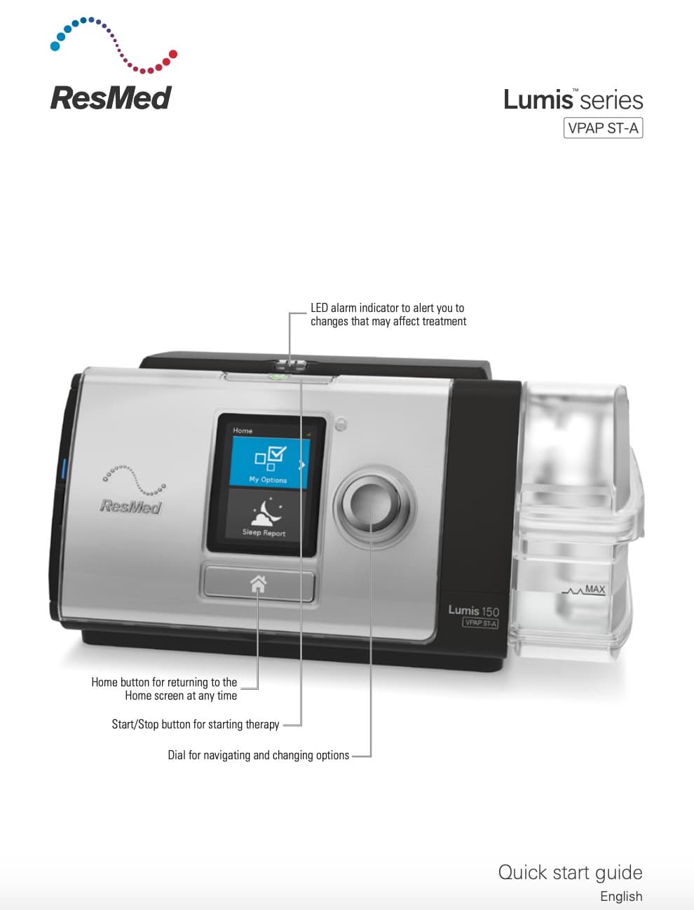 ResMed Lumis 150 VPAP ST BiPAP Machine with Humidifier and Mask
