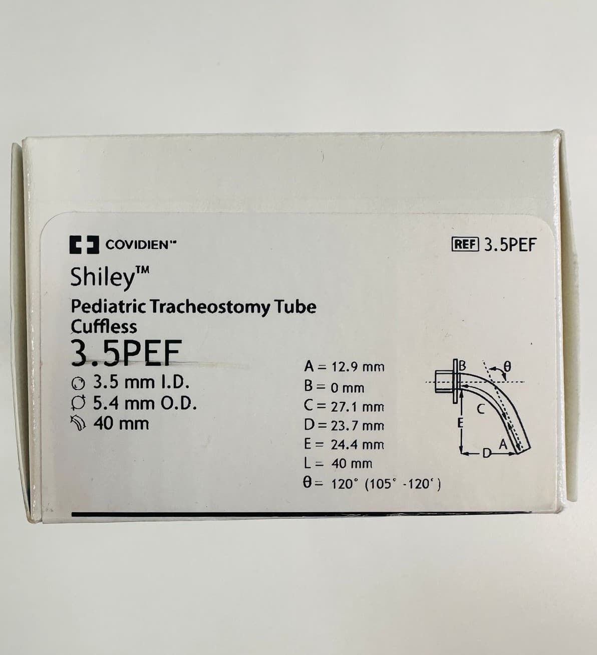 Covidien Shiley Pediatric Tracheostomy Tube Cuffless 3.5PEF