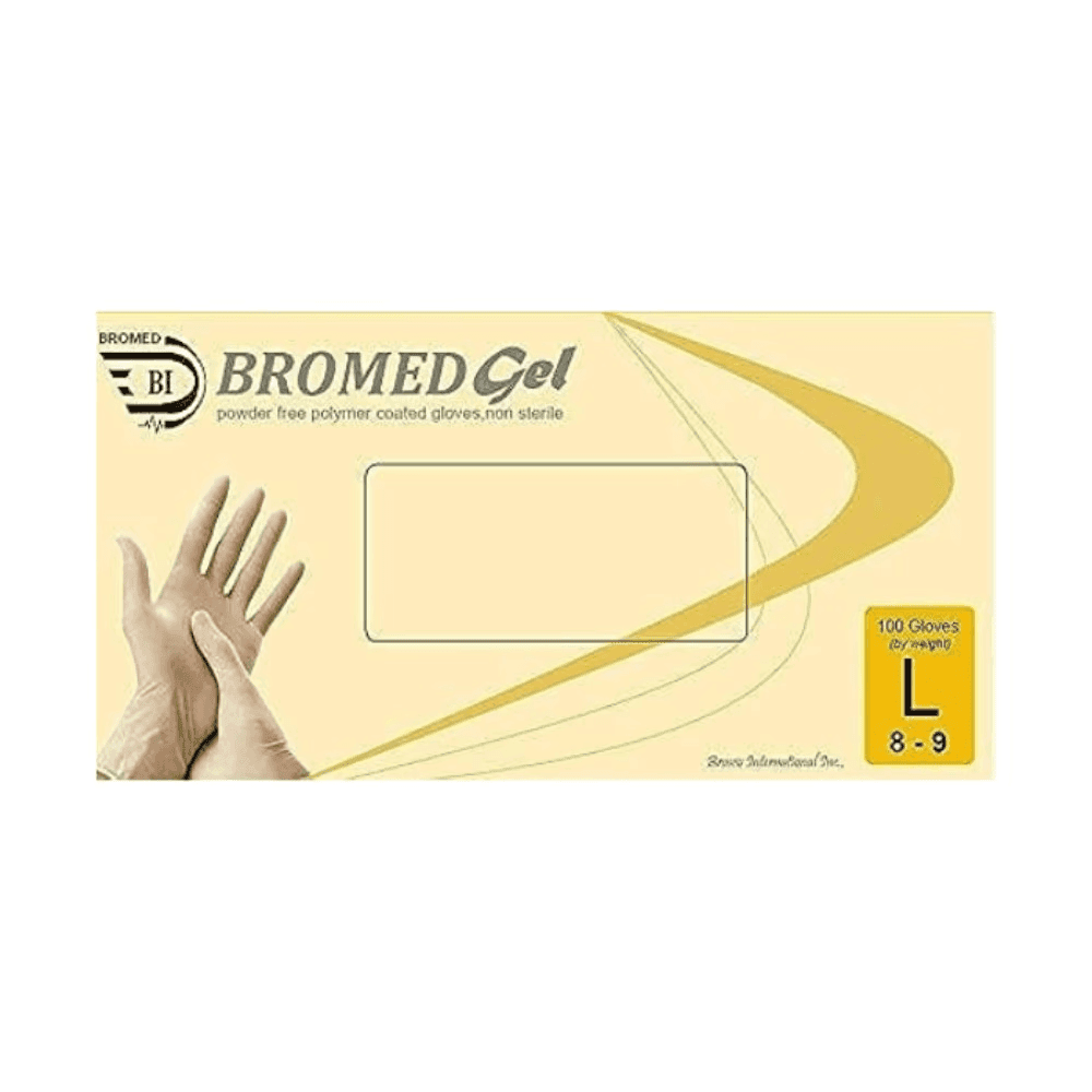 Bromed Gel Examination Gloves for Home, Cleaning, Food Prep, Food safe, Medical Exam, Non-Sterile and Powder Free (10 Box/Carton x 100 Pieces)