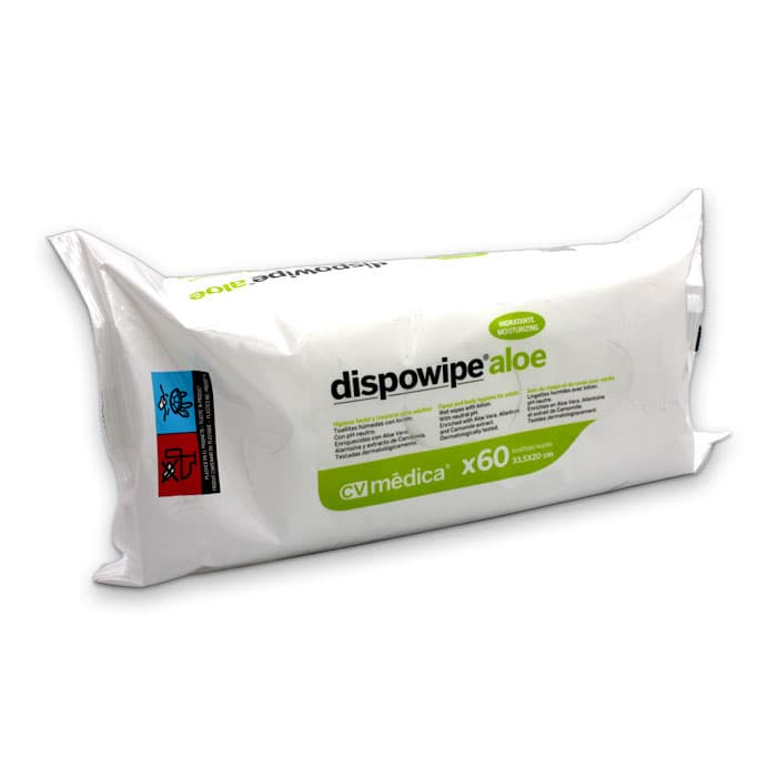 Dispowipe Aloe Face and Body Wipes Pack of 60 16Packs/Box