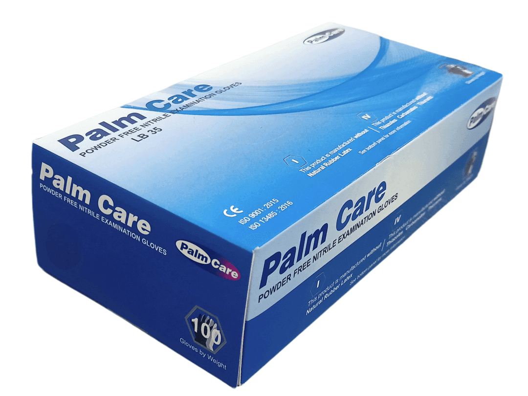 Palm Care Nitrile Examination Gloves for Home, Cleaning, Food Prep, Food safe, Medical Exam, Non-Sterile and Powder Free (10 Box/Carton x 100 Pieces)